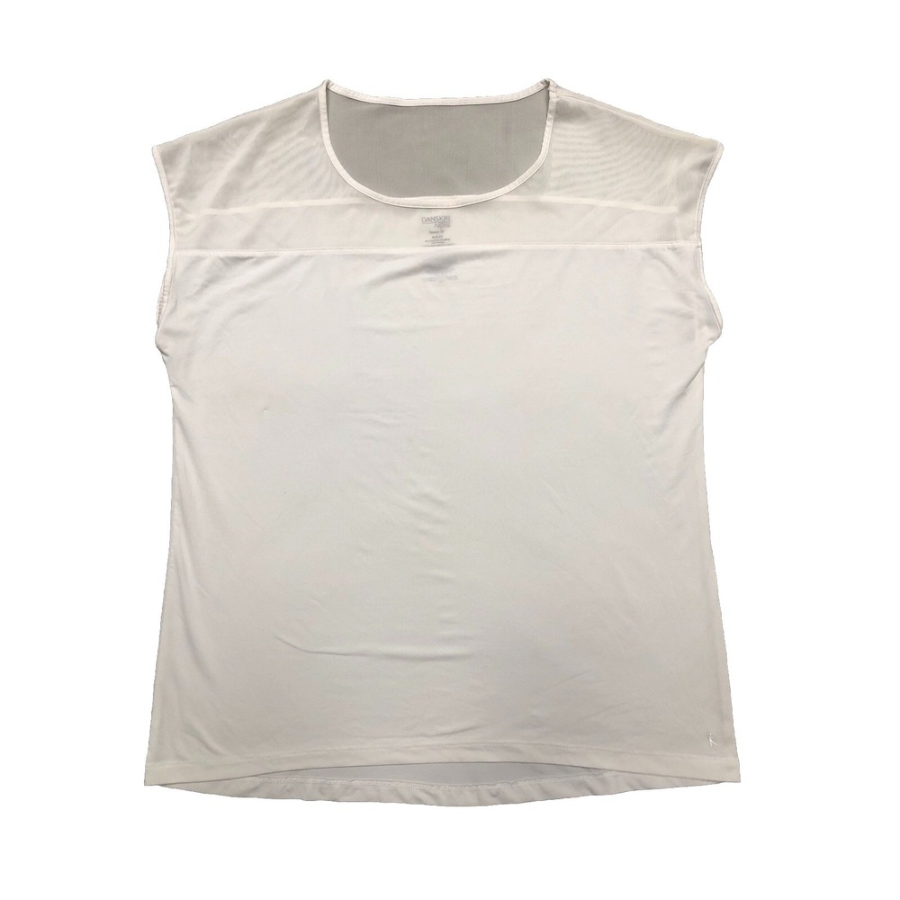 Danskin Dri More T Shirt Women's M White Athletic White Loose Fit Sheer
